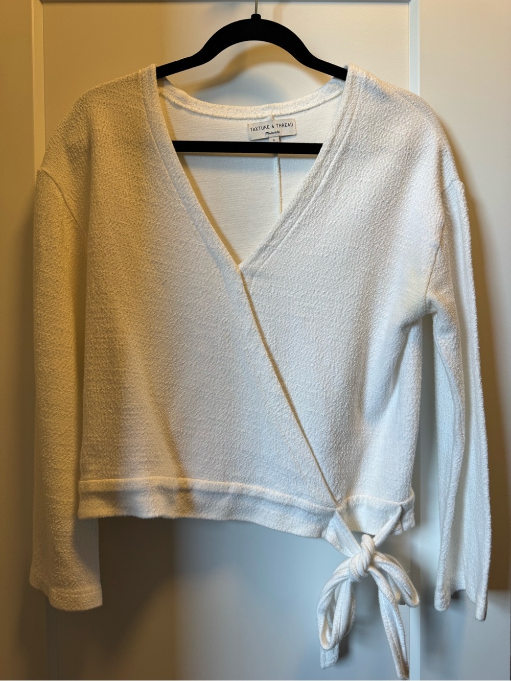 Texture & Thread White Wrap Tie Top